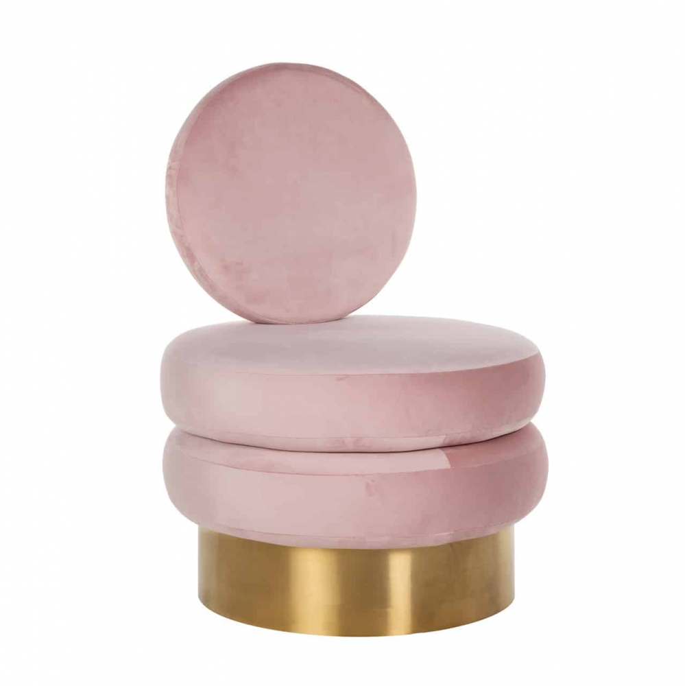 Armchair Balou Pink Velvet / gold (Quartz Pink 700)