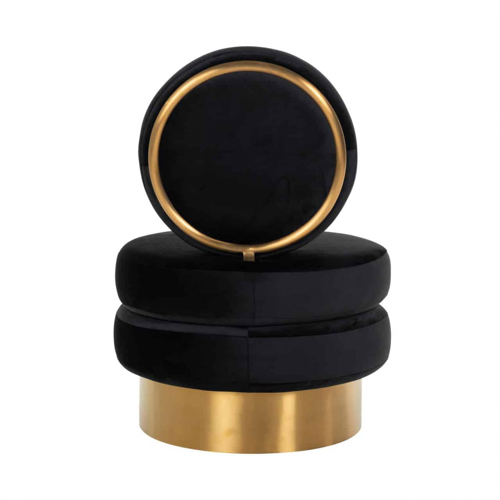 Armchair Balou Black Velvet / gold (Quartz Black 800)