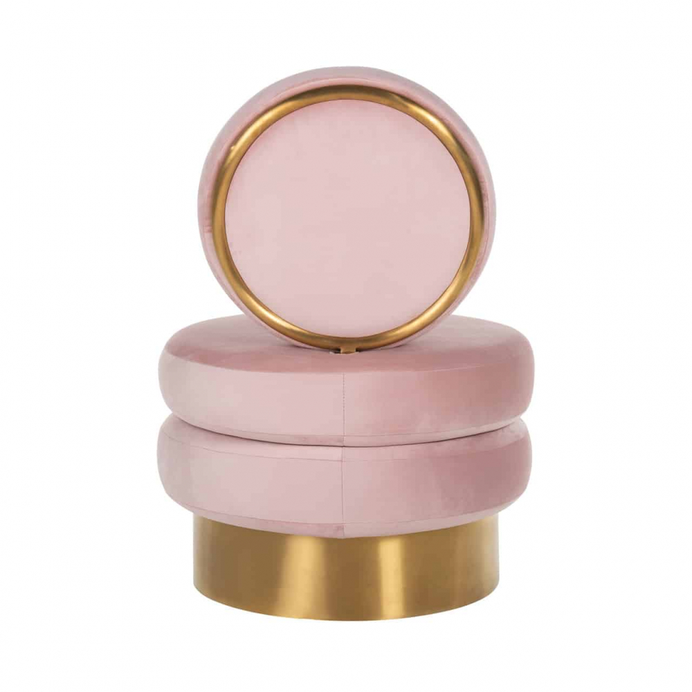 Armchair Balou Pink Velvet / gold (Quartz Pink 700)
