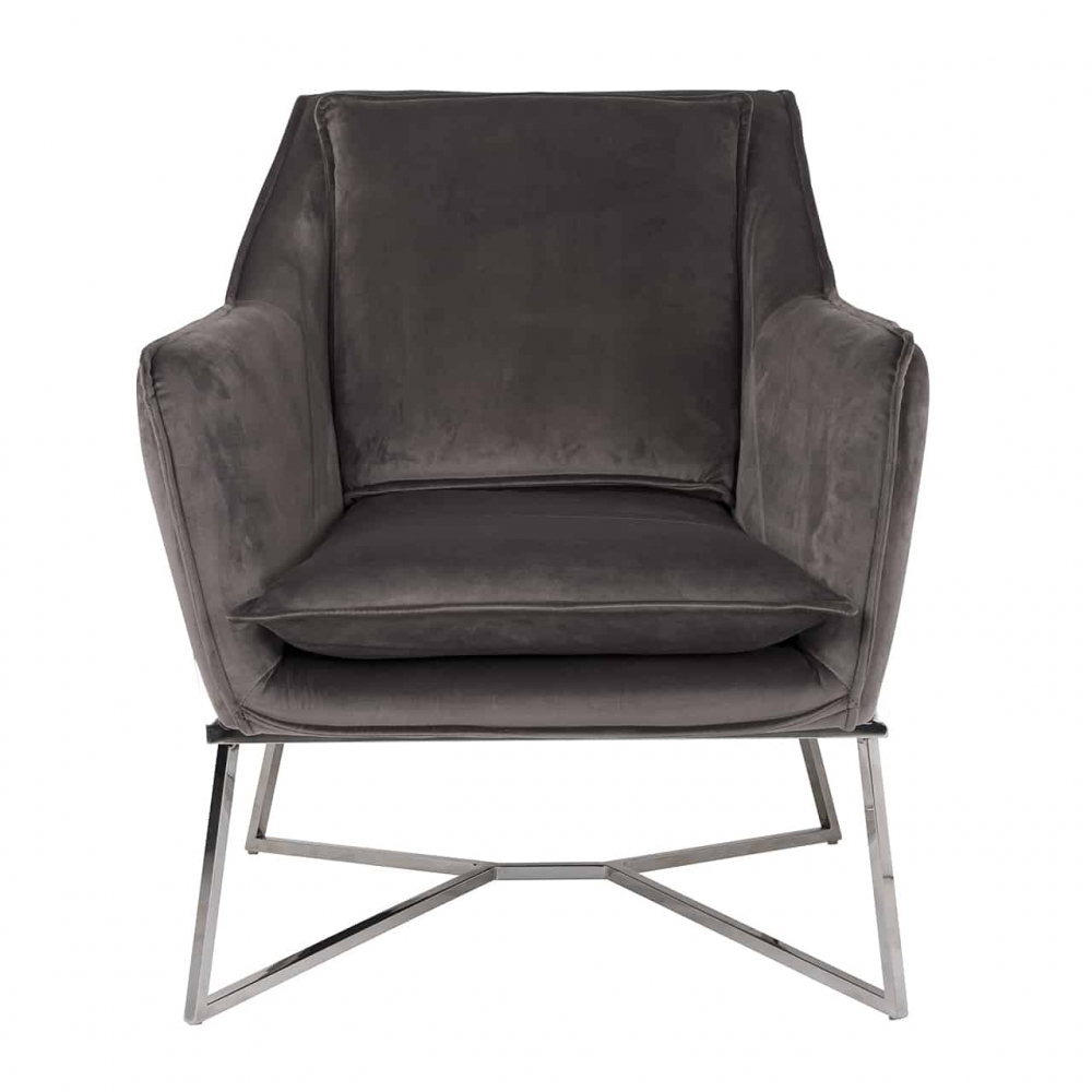 Armchair Aurelia Stone velvet / silver (Quartz Stone 101)