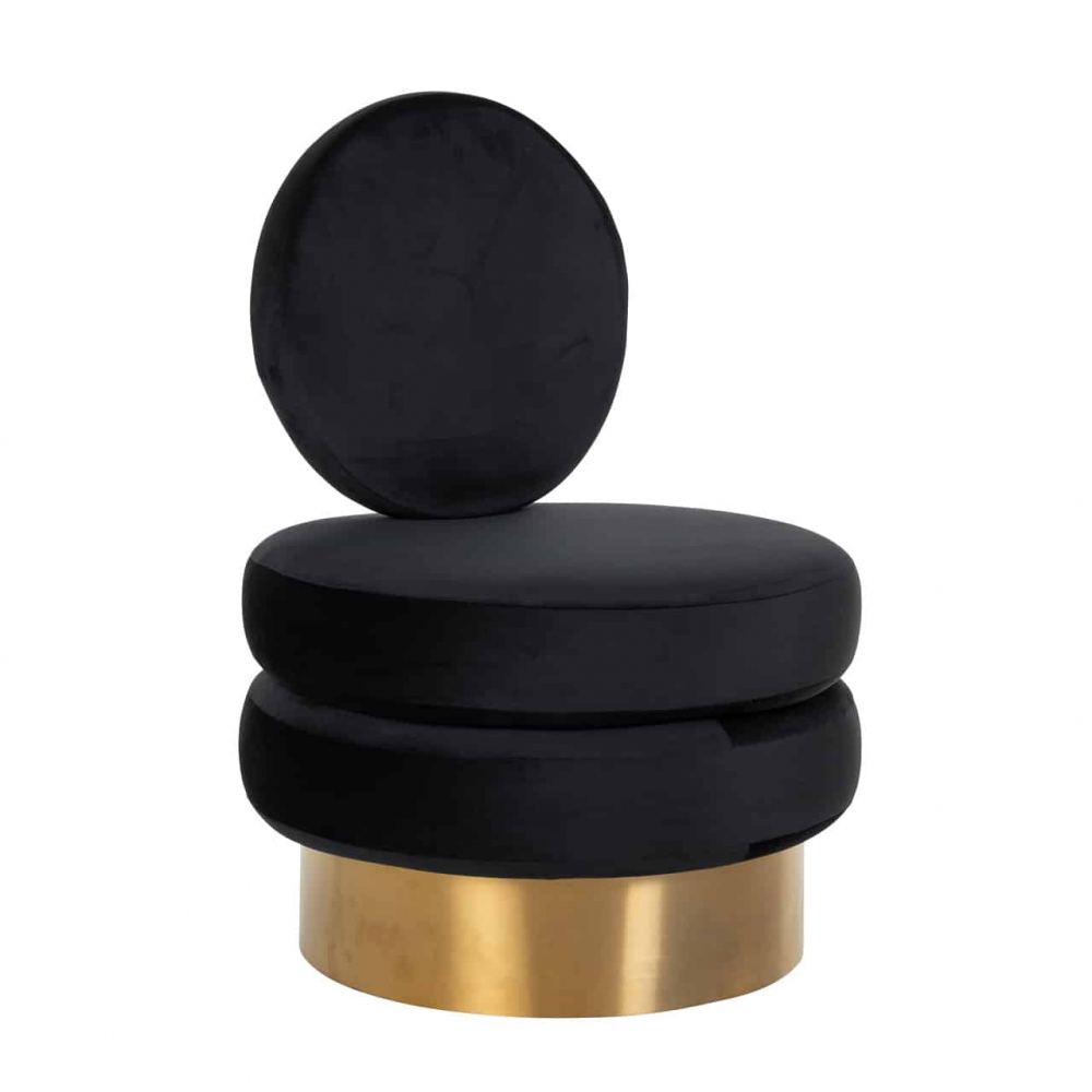 Armchair Balou Black Velvet / gold (Quartz Black 800)