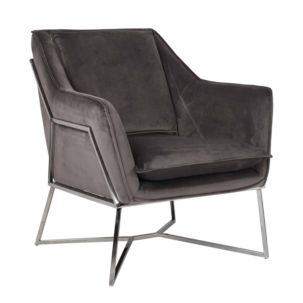 Armchair Aurelia Stone velvet / silver (Quartz Stone 101)