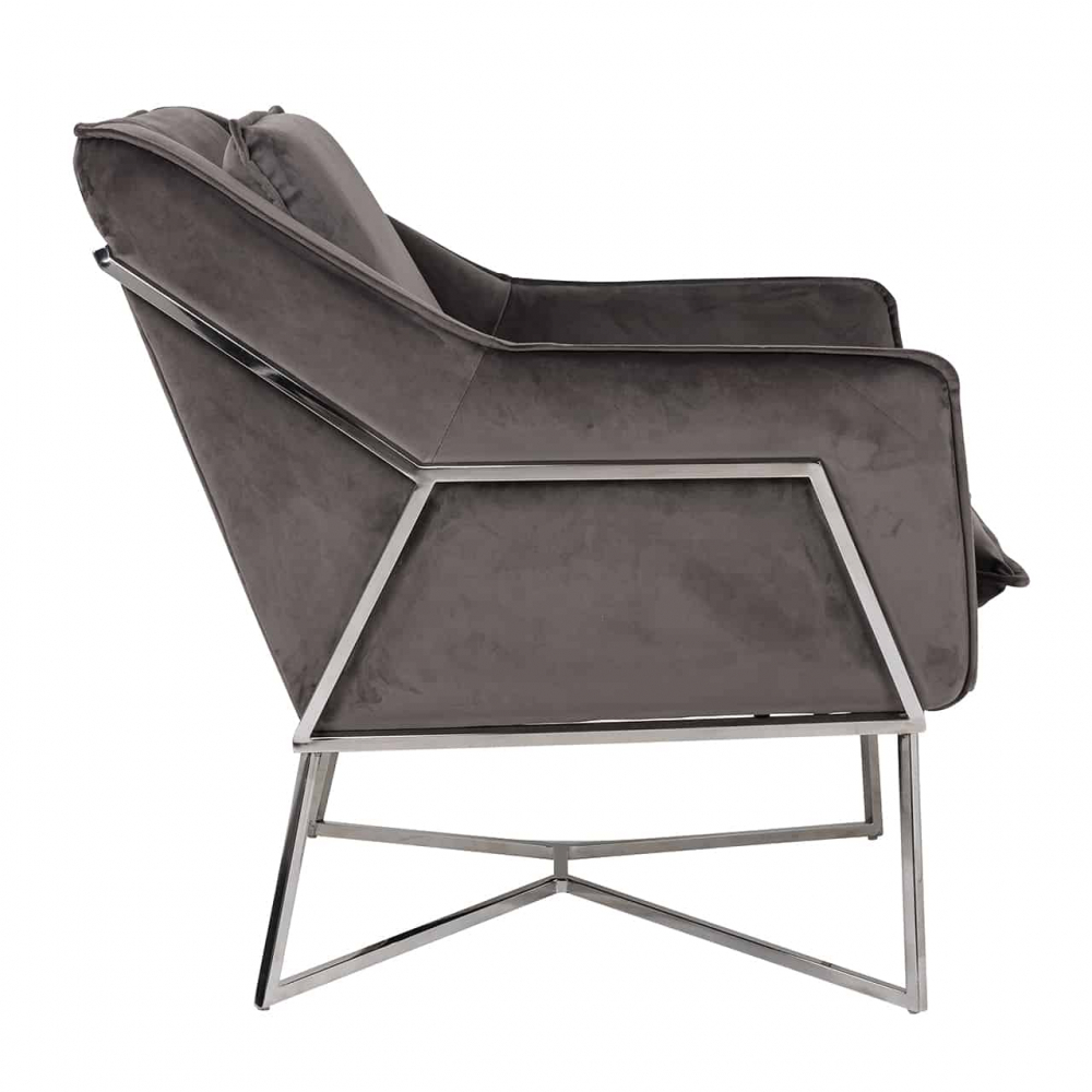 Armchair Aurelia Stone velvet / silver (Quartz Stone 101)