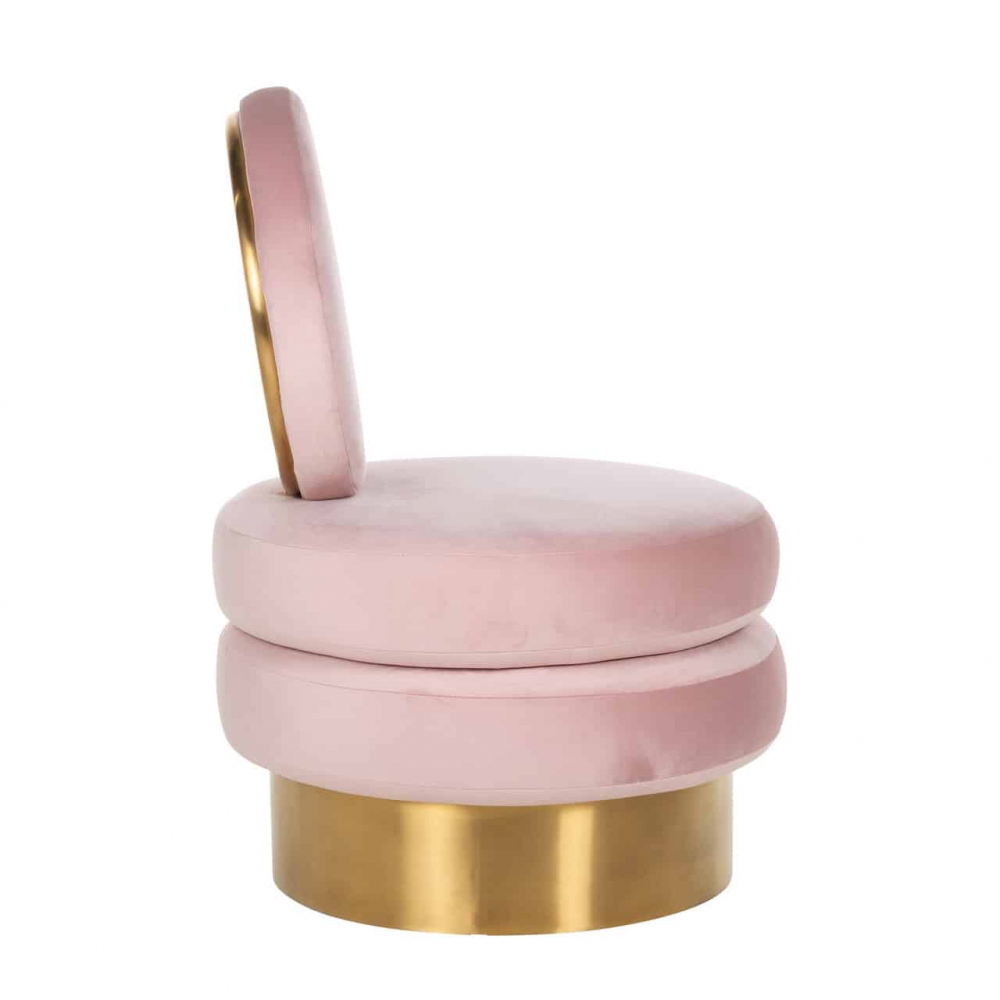 Armchair Balou Pink Velvet / gold (Quartz Pink 700)