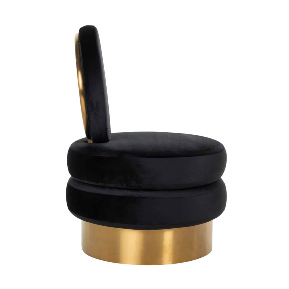 Armchair Balou Black Velvet / gold (Quartz Black 800)