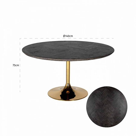 Dining table Blackbone gold round Ш140 (Gold)