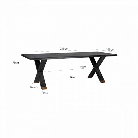 Dining Hunter Crosstable -leg 240x100 (Gold)