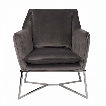 Armchair Aurelia Stone velvet / silver (Quartz Stone 101)